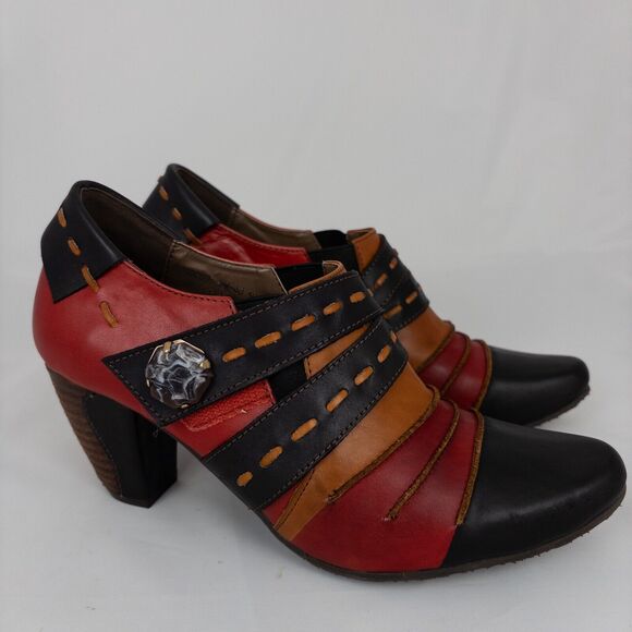 L'Artiste Shoes - SRING STEP L' ARTISTE Size 40 Eur US 9 WONDEROUS Ankle Boots Red Black Leather